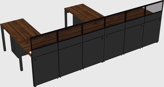 Shared l-shaped cubicle