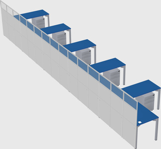 Shared l-shaped cubicle