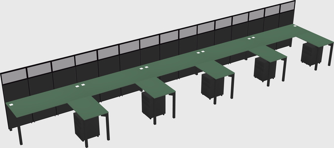 Shared l-shaped cubicle