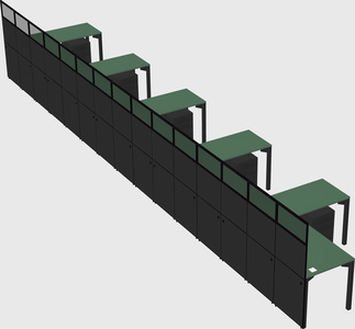 Shared l-shaped cubicle