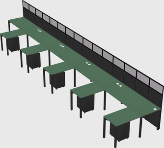 Shared l-shaped cubicle