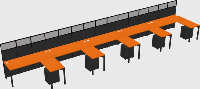 Shared l-shaped cubicle