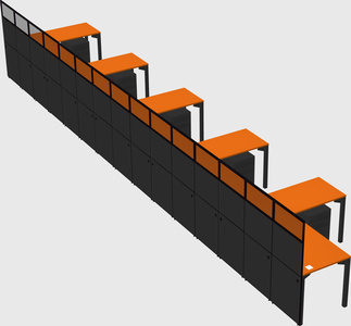 Shared l-shaped cubicle