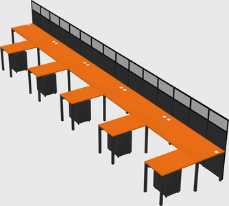 Shared l-shaped cubicle