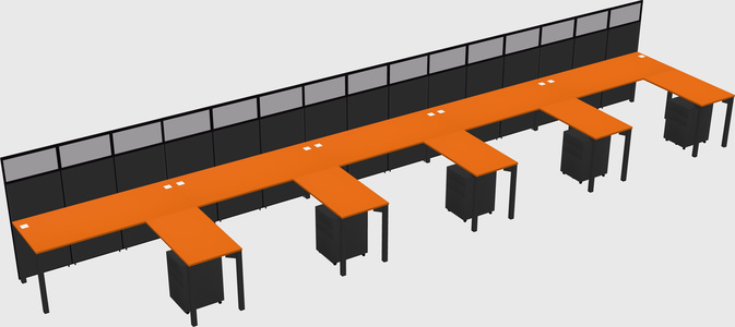 Shared l-shaped cubicle