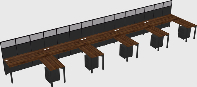 Shared l-shaped cubicle