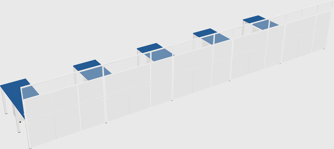 Shared l-shaped cubicle