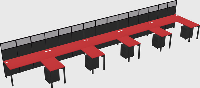 Shared l-shaped cubicle