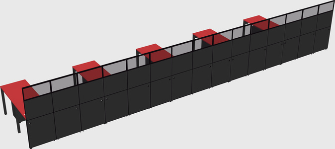 Shared l-shaped cubicle