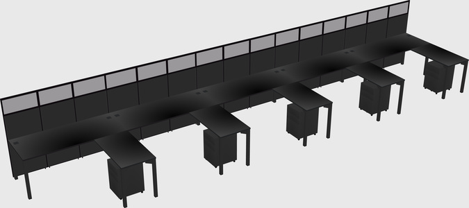 Shared l-shaped cubicle