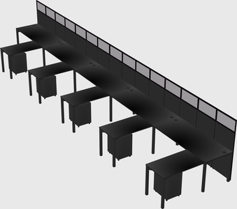 Shared l-shaped cubicle