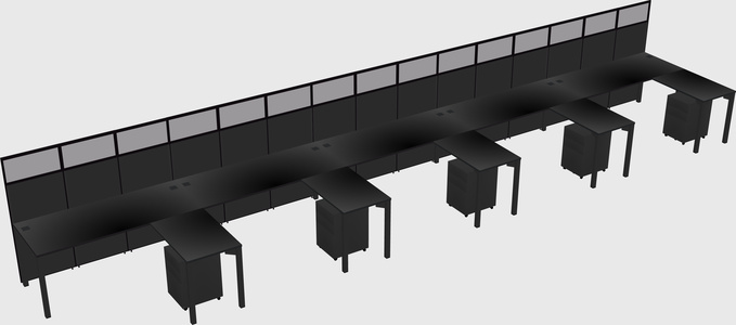 Shared l-shaped cubicle