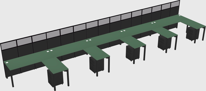 Shared l-shaped cubicle