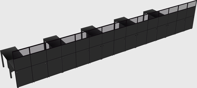Shared l-shaped cubicle