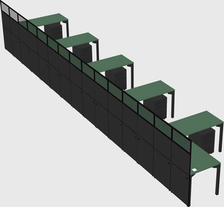 Shared l-shaped cubicle