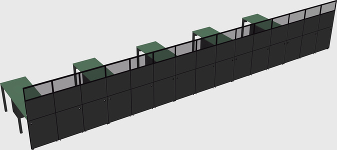 Shared l-shaped cubicle