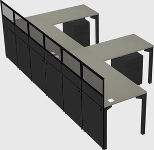 Shared l-shaped cubicle