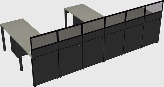Shared l-shaped cubicle