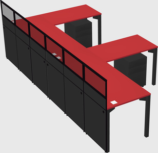 Shared l-shaped cubicle