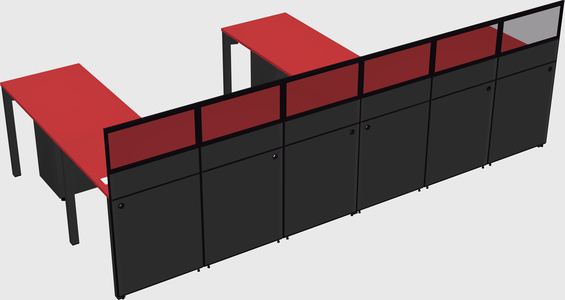 Shared l-shaped cubicle