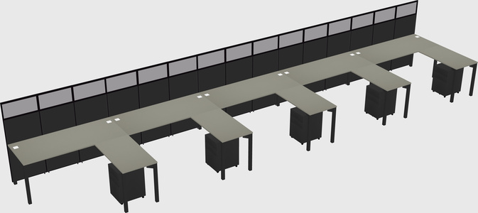 Shared l-shaped cubicle
