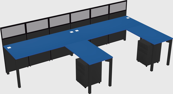 Shared l-shaped cubicle