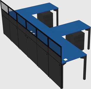 Shared l-shaped cubicle