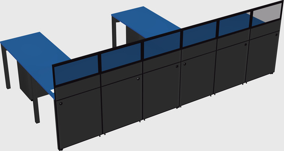 Shared l-shaped cubicle