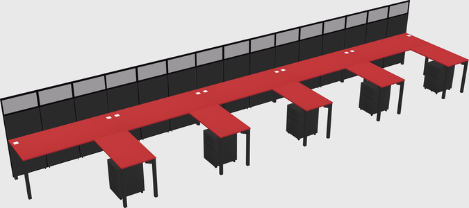 Shared l-shaped cubicle