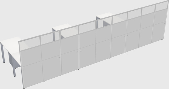 Shared l-shaped cubicle
