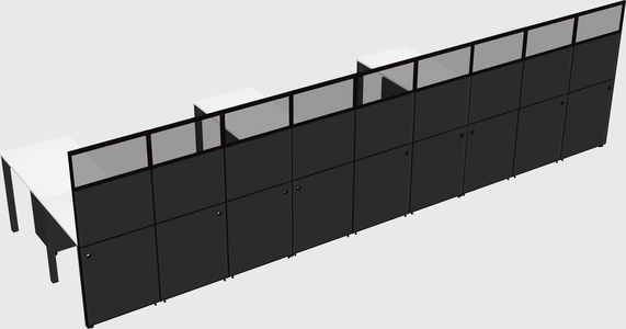 Shared l-shaped cubicle