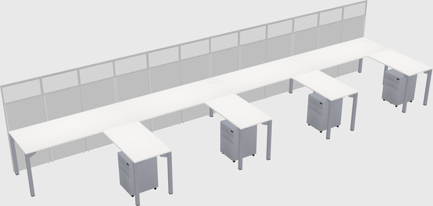 Shared l-shaped cubicle