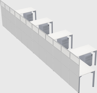 Shared l-shaped cubicle