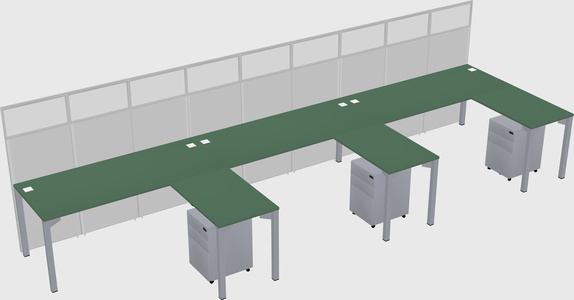 Shared l-shaped cubicle