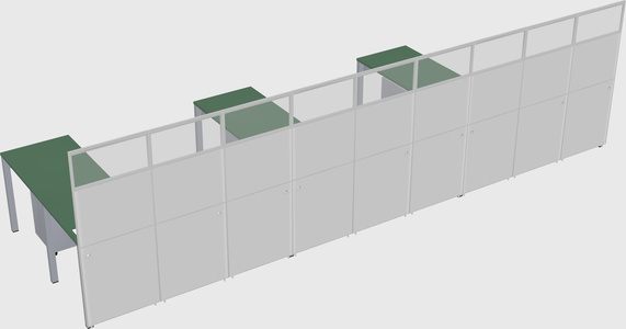 Shared l-shaped cubicle