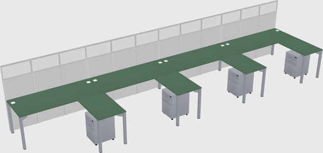 Shared l-shaped cubicle