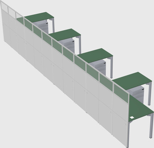 Shared l-shaped cubicle