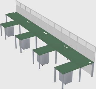 Shared l-shaped cubicle