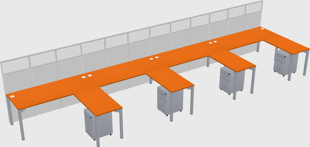 Shared l-shaped cubicle