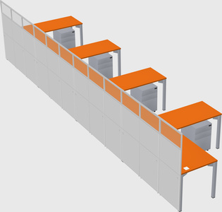 Shared l-shaped cubicle