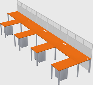 Shared l-shaped cubicle