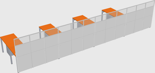 Shared l-shaped cubicle