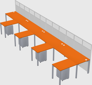 Shared l-shaped cubicle