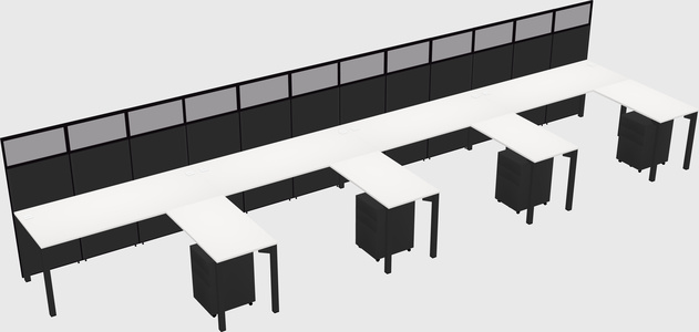 Shared l-shaped cubicle