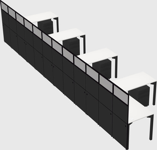 Shared l-shaped cubicle