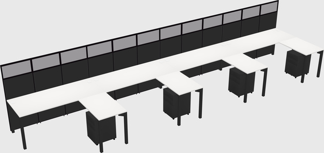 Shared l-shaped cubicle