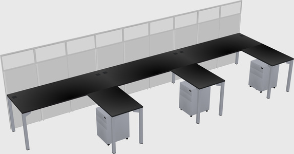 Shared l-shaped cubicle