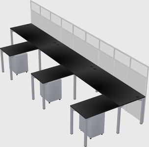 Shared l-shaped cubicle