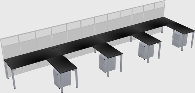 Shared l-shaped cubicle