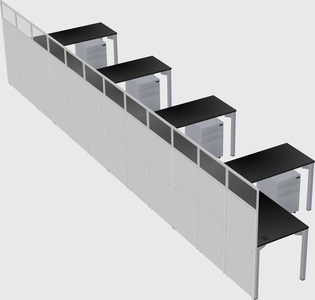 Shared l-shaped cubicle